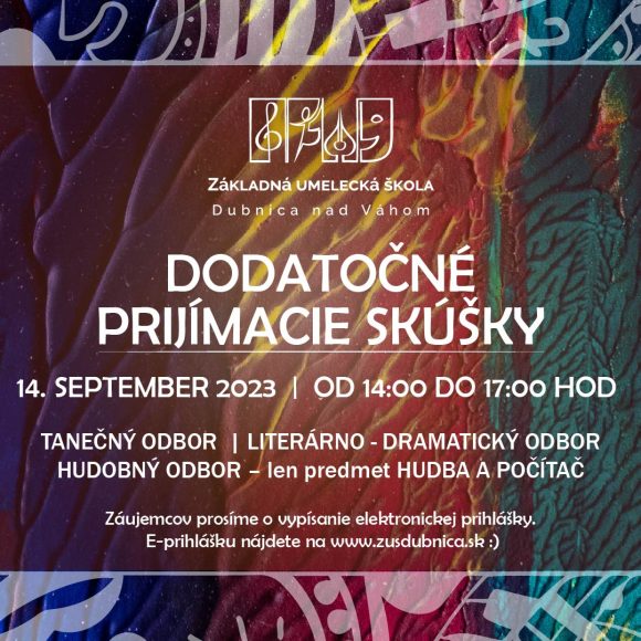 Dodatočné prijímačky na ZUŠ Dubnica nad Váhom