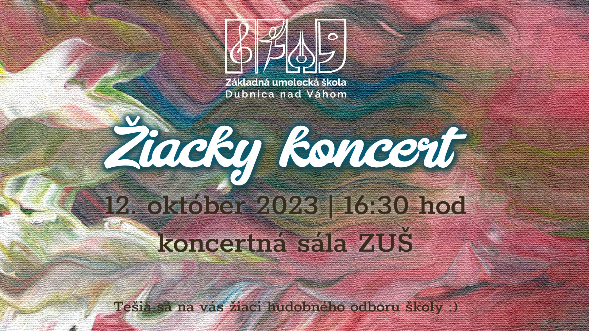 verejný žiacky koncert v októbri 2023 ZUŠ DUbnica nad Váhom